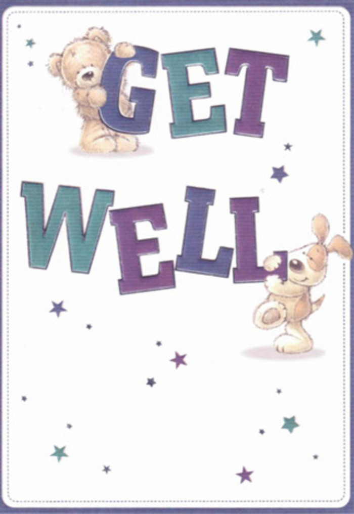 This whimsical get well card radiates the warmth and reassuring optimism so often found within Sydenham's close-knit neighbourhood. At its centre, a plush bear and an exuberant puppy become messengers of healing wishes, their textured fur painted with such care that it seems to invite a gentle stroke, reminiscent of petting a loyal companion or touching the velvet petals of a fresh bloom. Bold, playful letters in indigo and teal form the words 'GET WELL,' arching confidently across a soothing cream background-a visual metaphor for the way supportive words and brightly arranged flowers can help buoy a loved one's spirits. Scattered stars in blue, purple, and soft aqua drift throughout the scene, resembling happiness and hope radiating out like the laughter of children in nearby Mayow Park. The bear and puppy, with their joyful expressions and affectionate postures, embody the comfort of simple acts of kindness, much like the thoughtful gestures delivered daily by Flowers Sydenham. Every detail is chosen to reassure and uplift, mirroring the care put into every bouquet sent to someone on the mend in SE26. The overall effect is a blend of softness, sincerity, and unspoken encouragement, creating a sense of togetherness and hope.