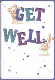 A scene brimming with hope and playful encouragement, this get well card captures the joy and comfort that Sydenham locals cherish. Two loveable friends-a teddy bear perching happily atop the word 'GET,' and a floppy-eared pup cuddled close to 'WELL'-share their warmth and kindness through their lively expressions. The bold, oversized letters in shades of indigo and teal stand out brightly against a creamy white canvas, reminiscent of the fresh, uplifting arrangements found at neighbourhood florists near Sydenham Rail Station. Around them, starbursts in a range of cool blues and purples twinkle like wishes sent out on a spring breeze, creating an atmosphere filled with hopefulness. The hand-illustrated fur of the bear and puppy appears invitingly soft, encouraging thoughts of comfort and friendly reassurance. Every detail in this card, from its playful composition to its nurturing mood, is lovingly designed to lift the spirits of anyone in recovery. This heartfelt visual pairs perfectly with a bouquet from a local shop, sending not just a message but a tangible sense of optimism to brighten a loved one's day in Sydenham.
